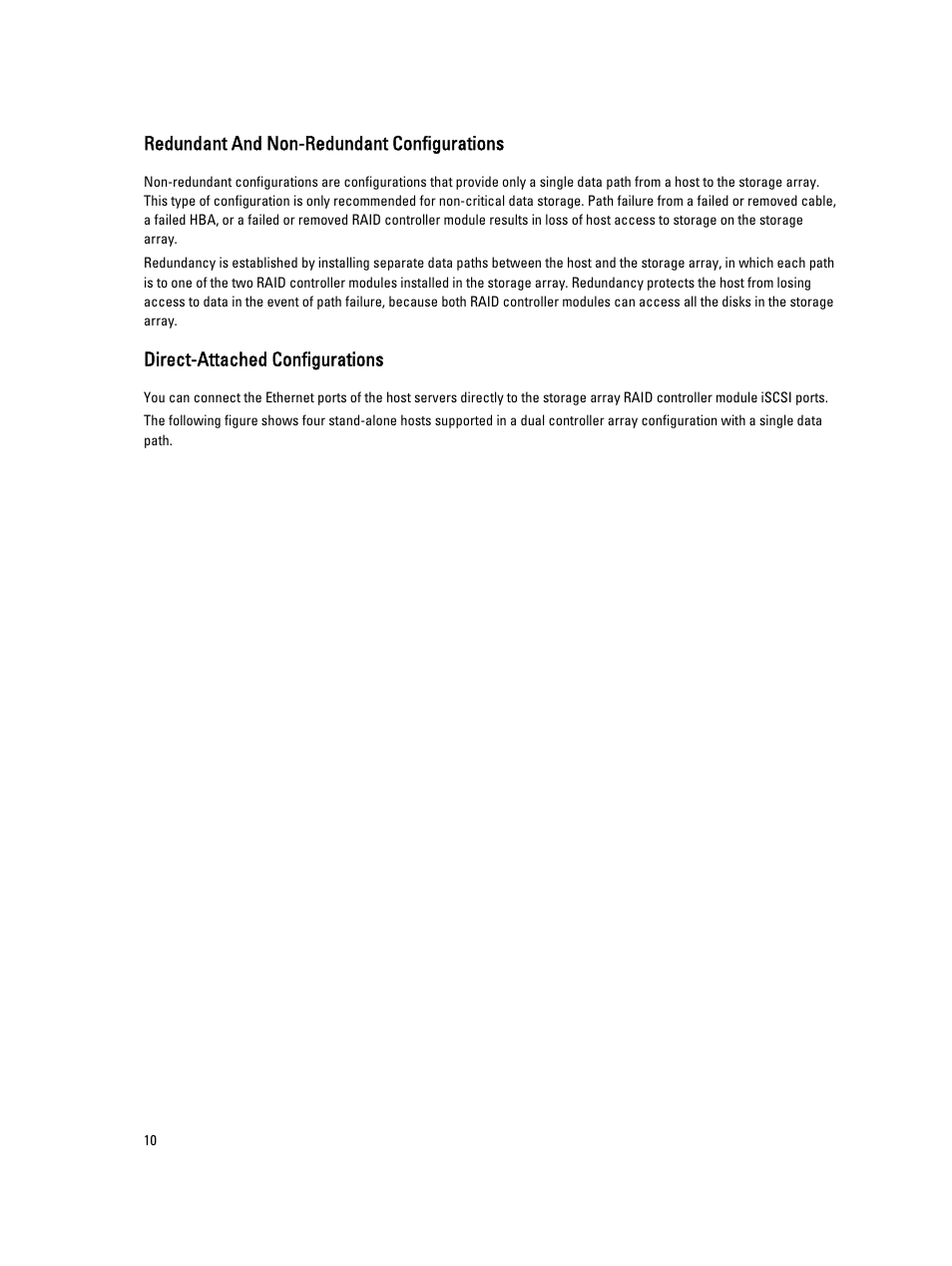 Redundant and non-redundant configurations, Direct-attached configurations | Dell PowerVault MD3660i User Manual | Page 10 / 56