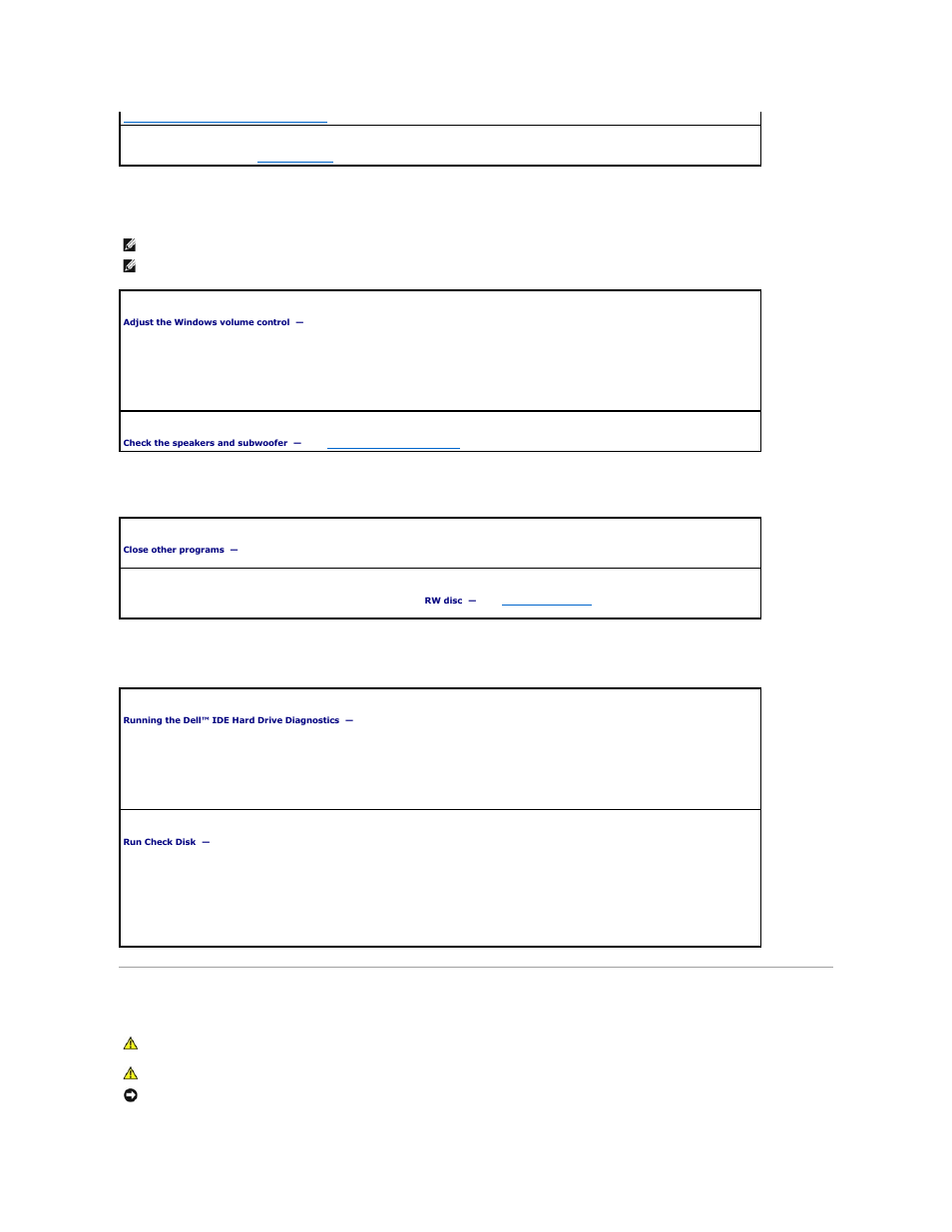 E-mail, modem, and internet problems, Cd and dvd drive problems, Hard drive problems | Dell Precision 390 User Manual | Page 114 / 138