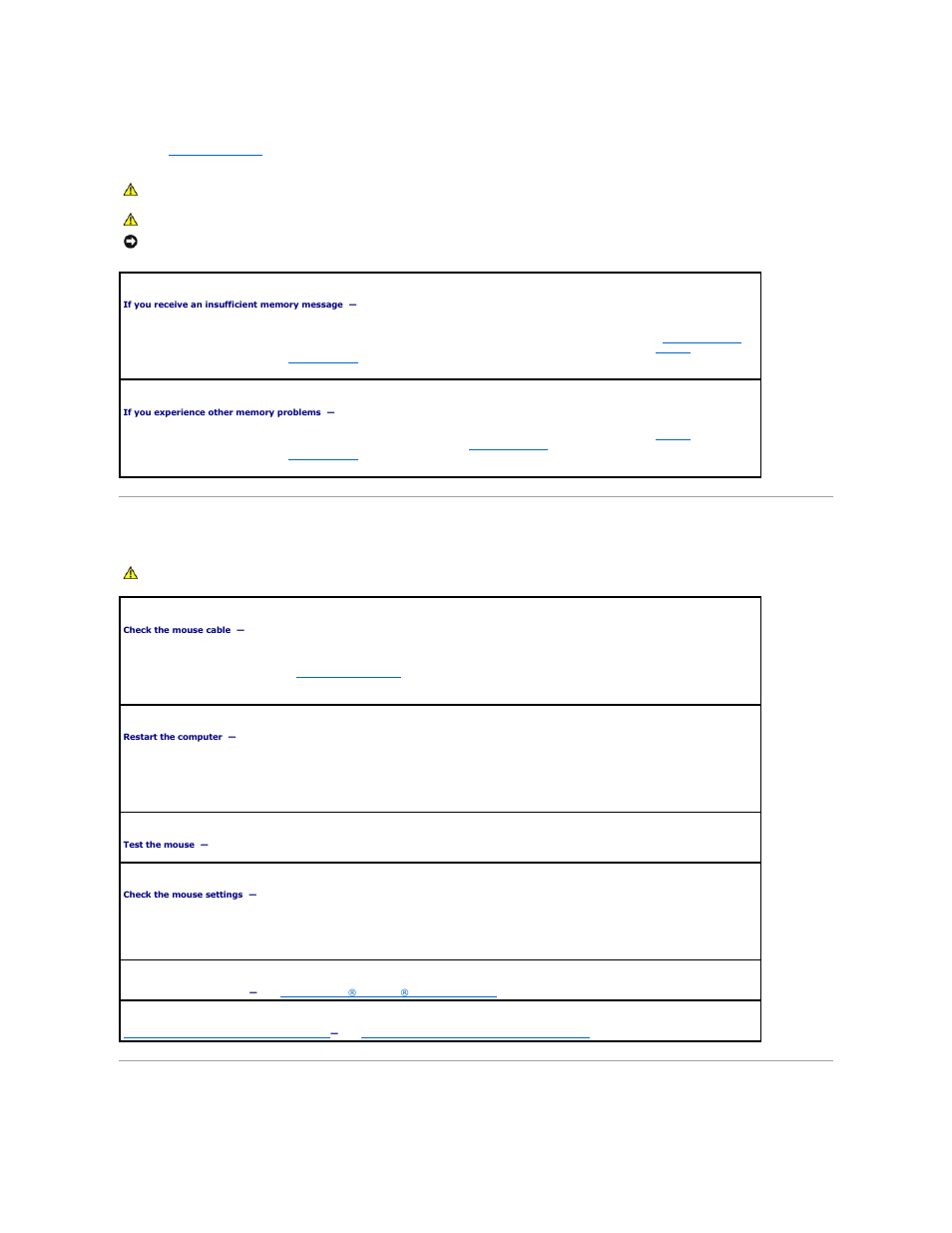 Memory problems, Mouse problems, Network problems | Dell Precision 390 User Manual | Page 118 / 138