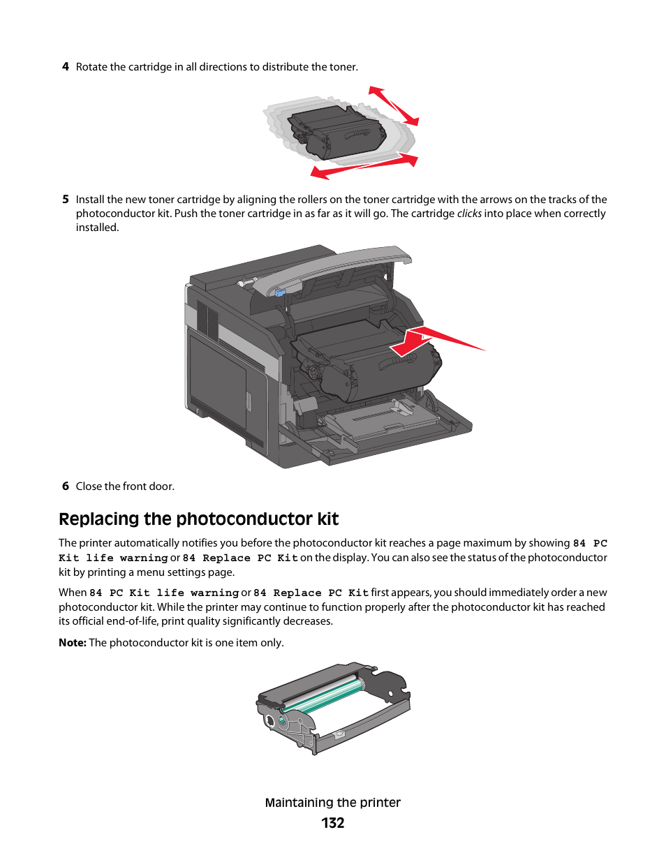 Replacing the photoconductor kit | Dell 5230dn Mono Laser Printer User Manual | Page 132 / 193