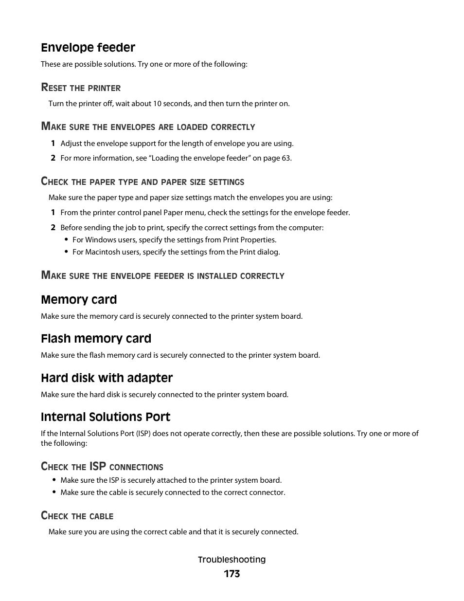 Envelope feeder, Memory card, Flash memory card | Hard disk with adapter, Internal solutions port | Dell 5230dn Mono Laser Printer User Manual | Page 173 / 193