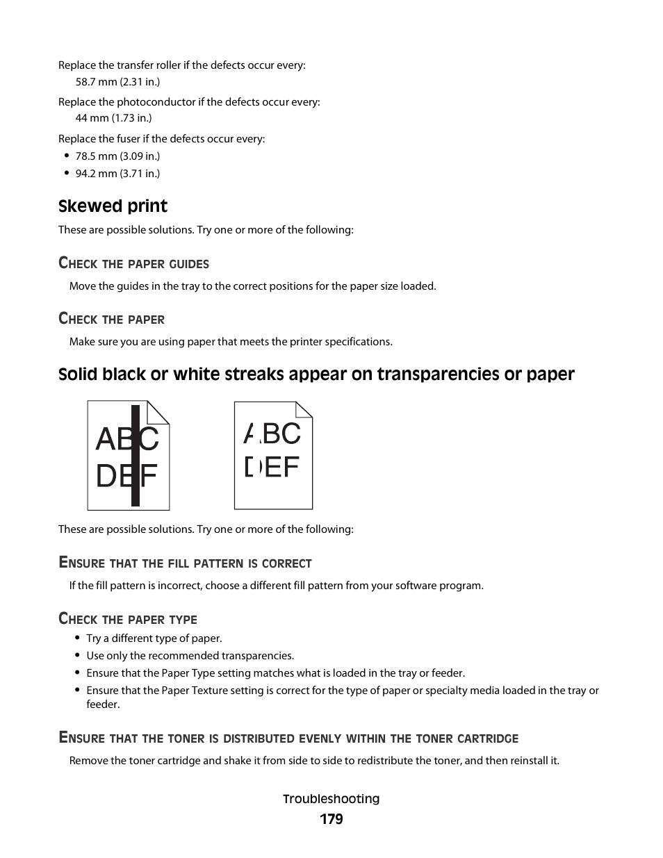 Skewed print | Dell 5230dn Mono Laser Printer User Manual | Page 179 / 193