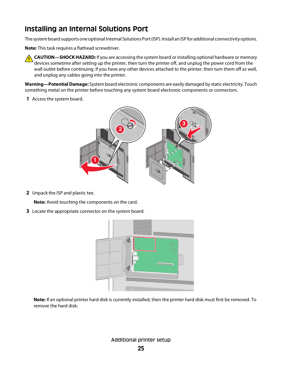 Installing an internal solutions port | Dell 5230dn Mono Laser Printer User Manual | Page 25 / 193