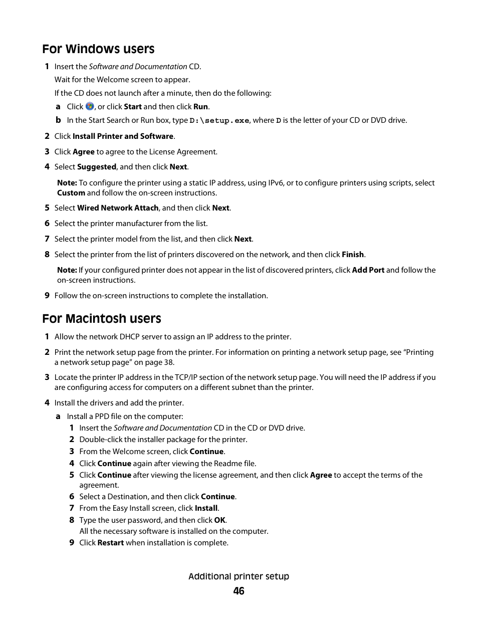 For windows users, For macintosh users | Dell 5230dn Mono Laser Printer User Manual | Page 46 / 193