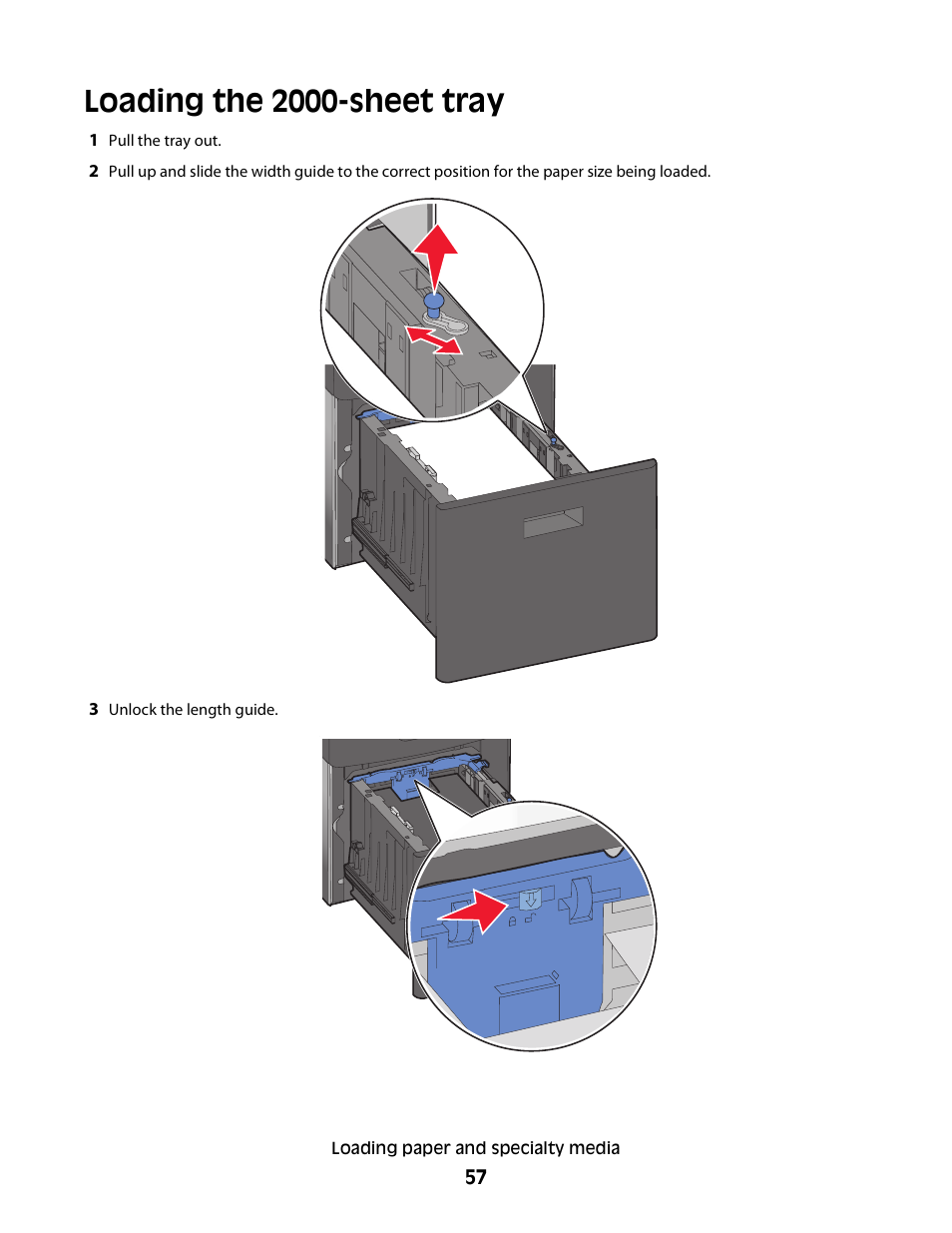 Loading the 2000-sheet tray | Dell 5230dn Mono Laser Printer User Manual | Page 57 / 193