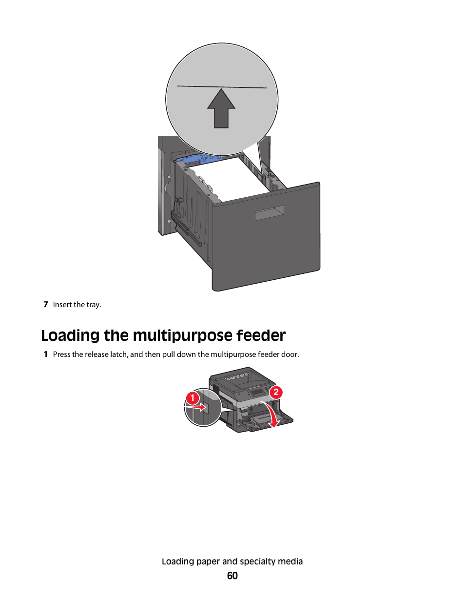 Loading the multipurpose feeder | Dell 5230dn Mono Laser Printer User Manual | Page 60 / 193