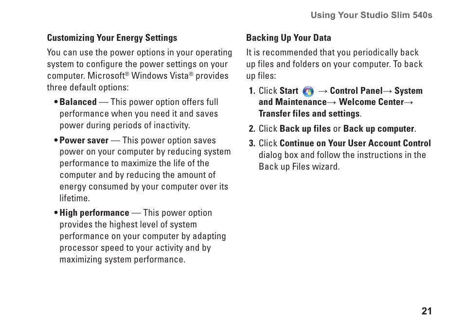 Dell Studio Slim D540S (Late 2008) User Manual | Page 23 / 60