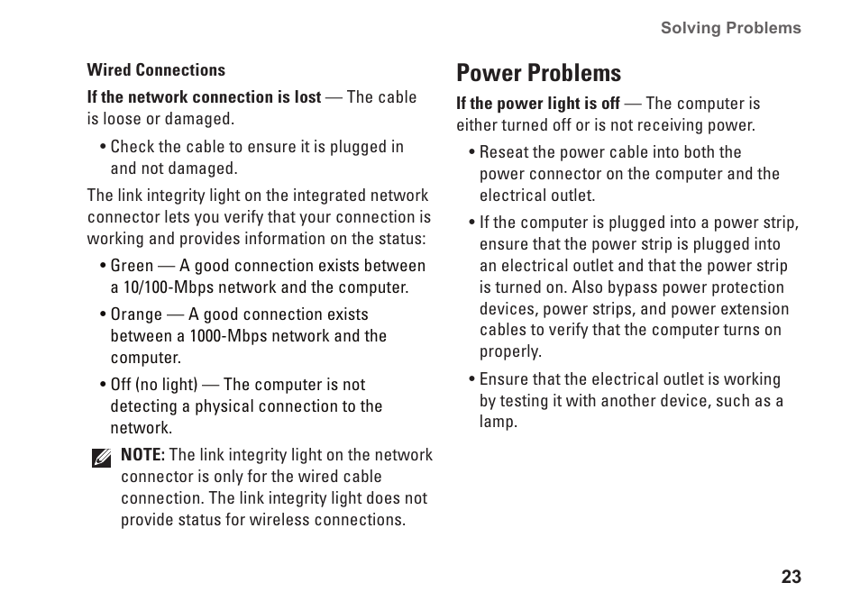 Power problems | Dell Studio Slim D540S (Late 2008) User Manual | Page 25 / 60