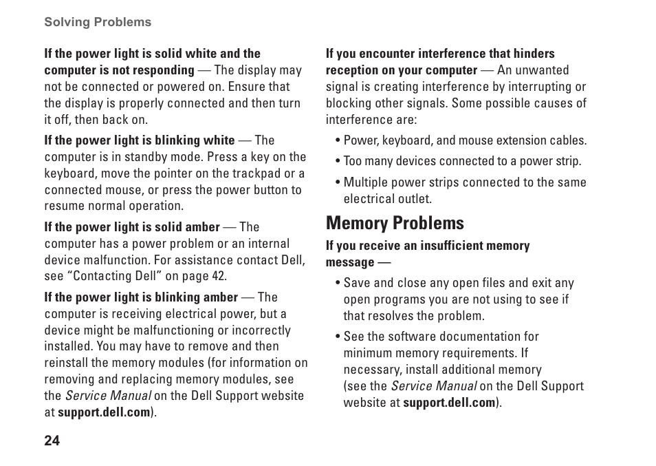 Memory problems | Dell Studio Slim D540S (Late 2008) User Manual | Page 26 / 60