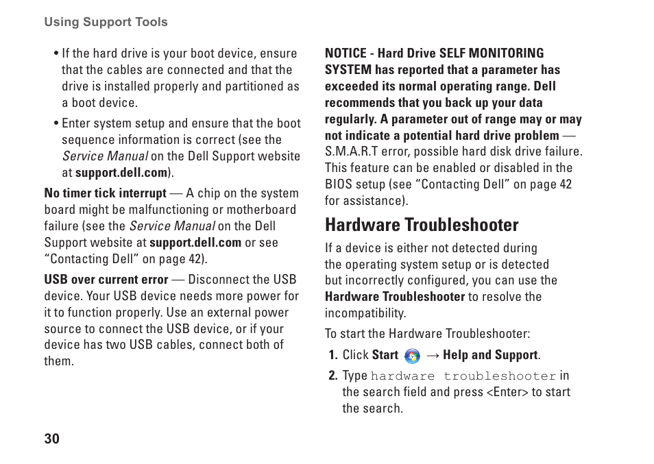 Hardware troubleshooter | Dell Studio Slim D540S (Late 2008) User Manual | Page 32 / 60