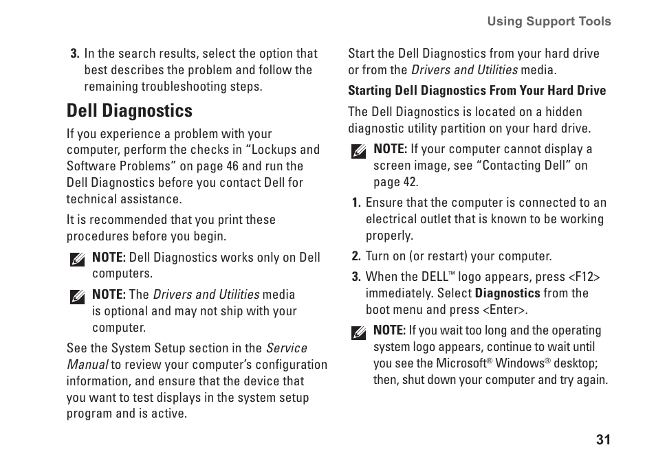 Dell diagnostics | Dell Studio Slim D540S (Late 2008) User Manual | Page 33 / 60