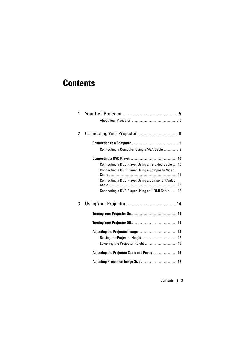 Dell M210X Projector User Manual | Page 3 / 60