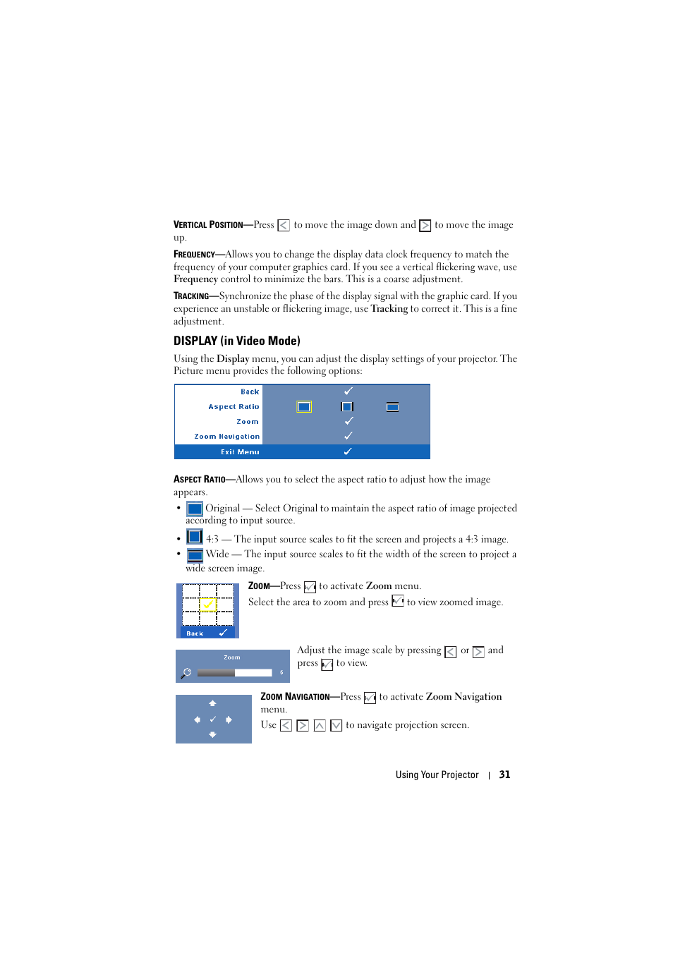 Display (in video mode) | Dell M210X Projector User Manual | Page 31 / 60