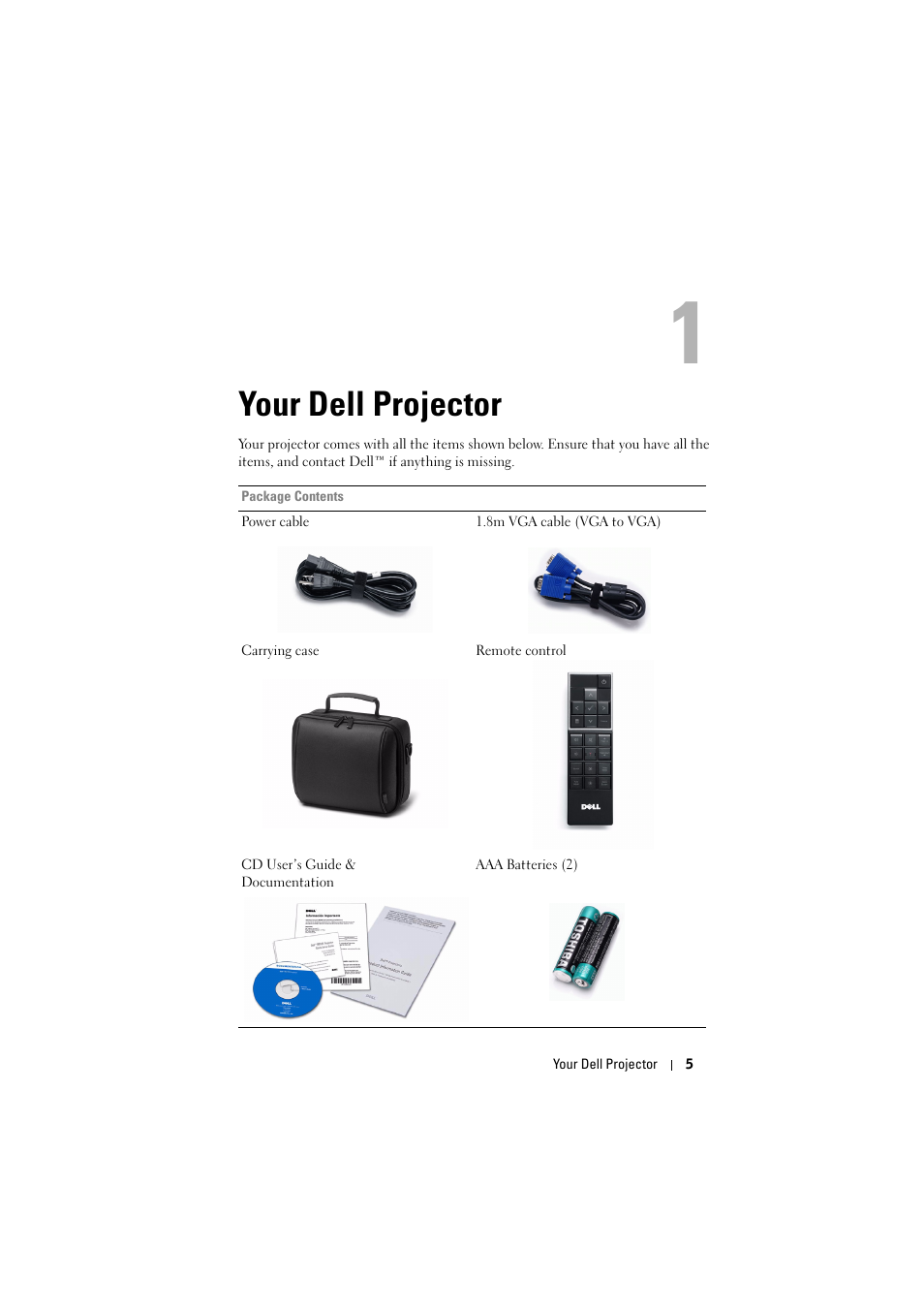 Your dell projector | Dell M210X Projector User Manual | Page 5 / 60
