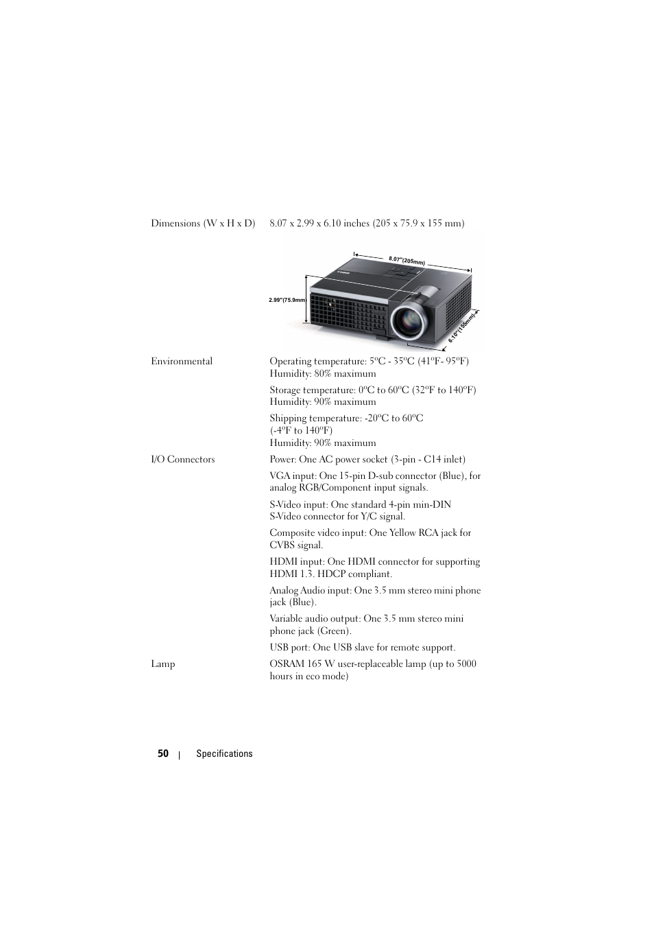 Dell M210X Projector User Manual | Page 51 / 60