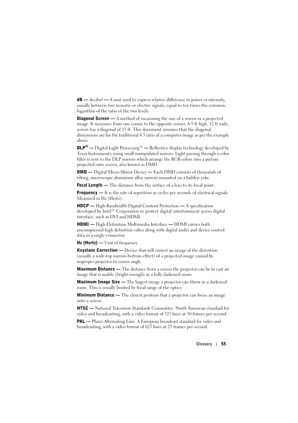 Dell M210X Projector User Manual | Page 56 / 60