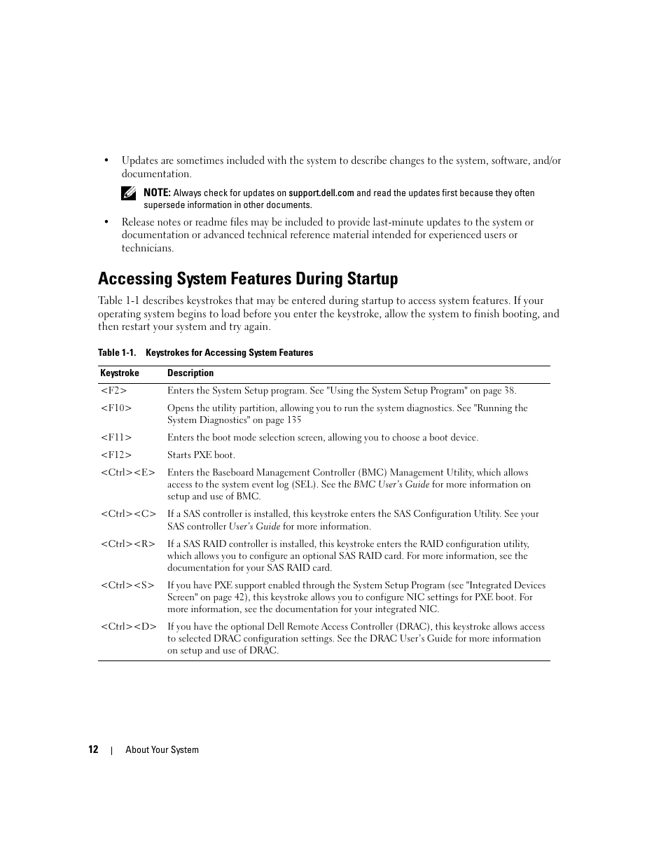 Accessing system features during startup | Dell PowerEdge 2970 User Manual | Page 12 / 188