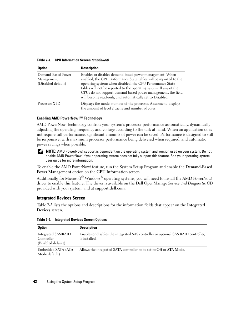 Integrated devices screen | Dell PowerEdge 2970 User Manual | Page 42 / 188