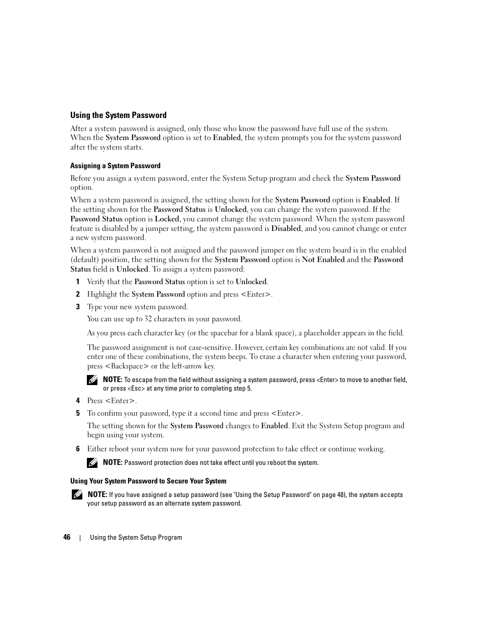 Using the system password | Dell PowerEdge 2970 User Manual | Page 46 / 188