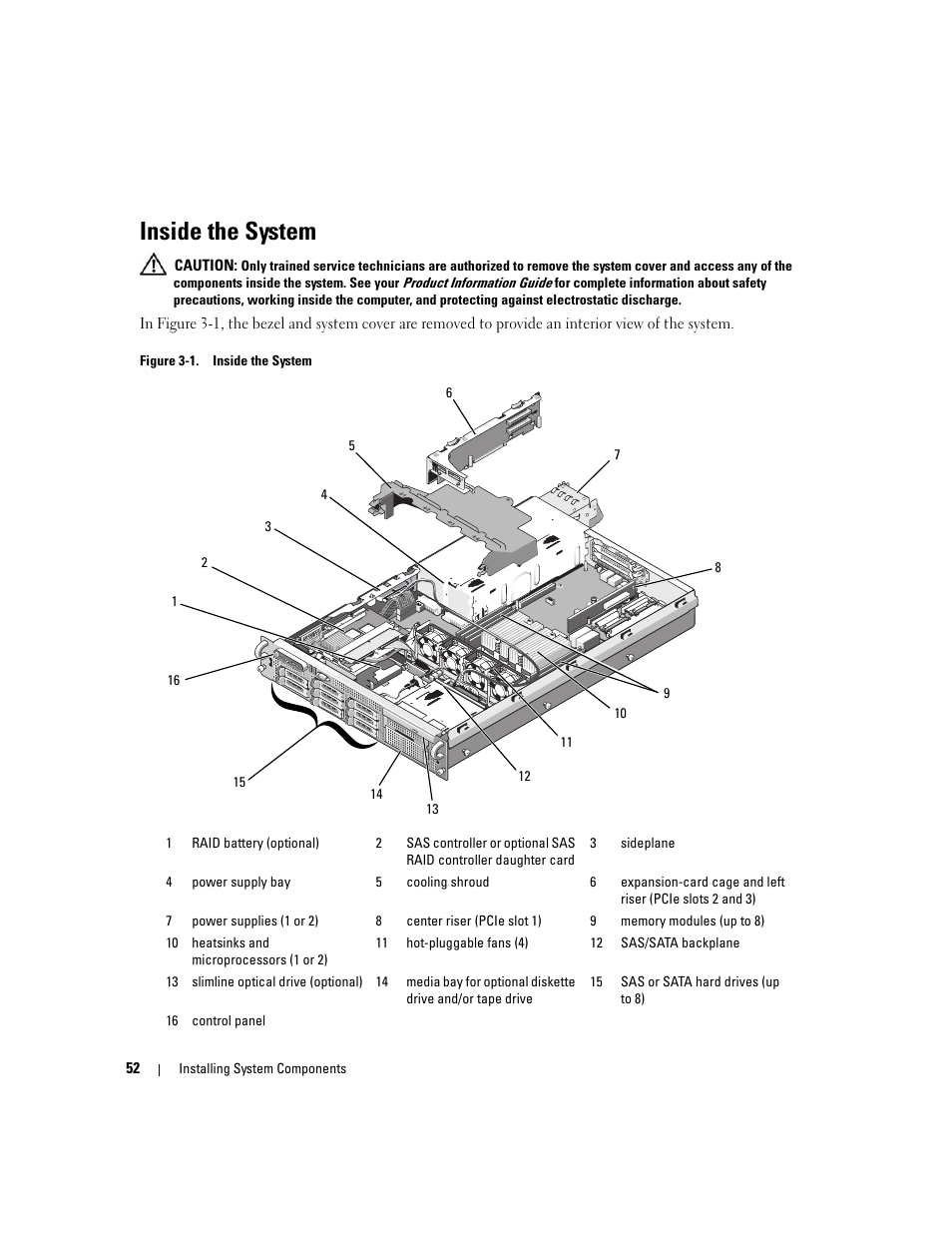 Inside the system | Dell PowerEdge 2970 User Manual | Page 52 / 188