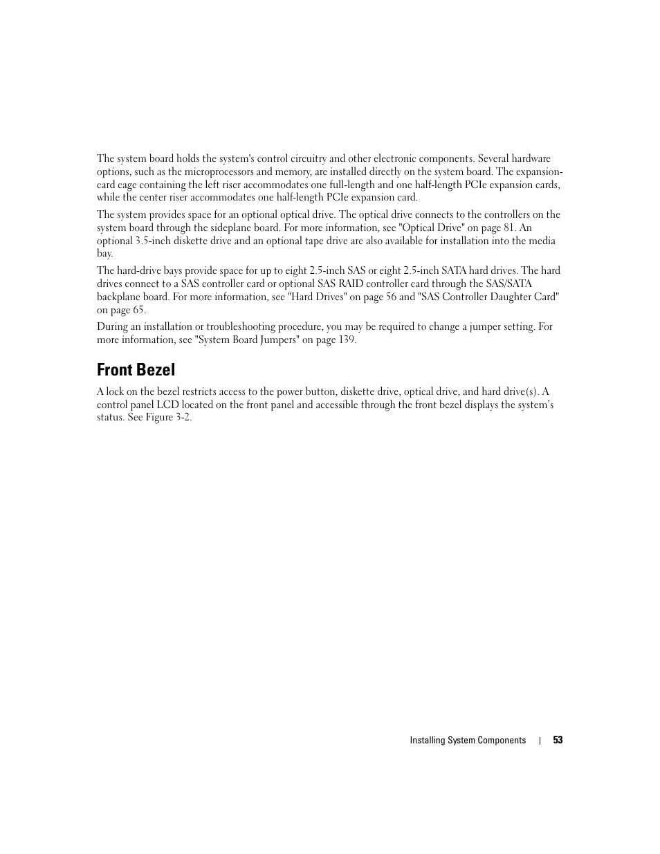 Front bezel | Dell PowerEdge 2970 User Manual | Page 53 / 188