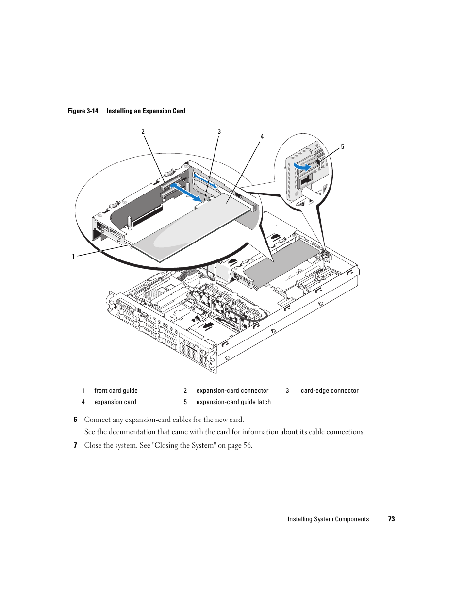 Is illustrated in figure 3-14, Et. see figure 3-14, Guide. see figure 3-14 | Latch. see figure 3-14 | Dell PowerEdge 2970 User Manual | Page 73 / 188