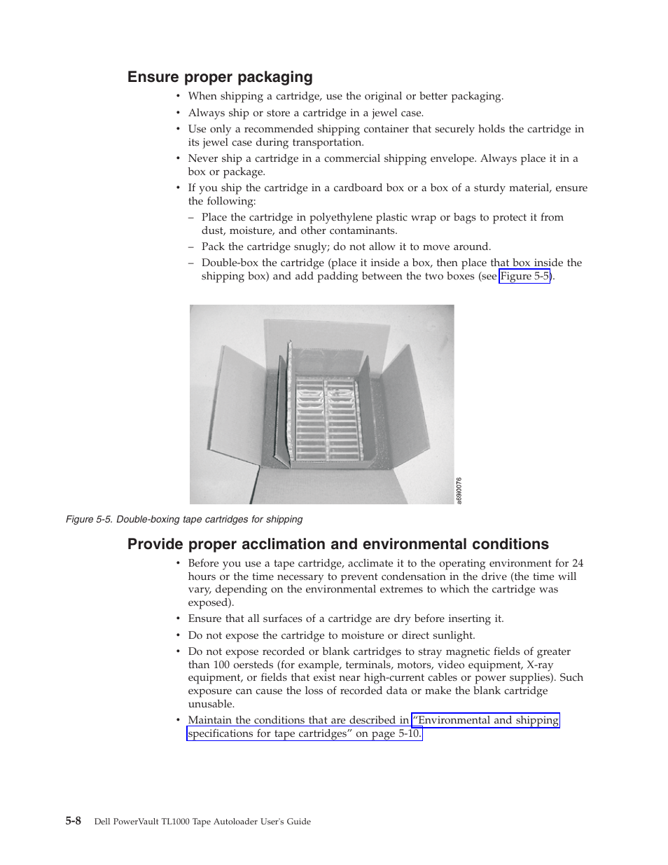 Ensure proper packaging, Double-boxing tape cartridges for shipping | Dell PowerVault TL1000 User Manual | Page 116 / 194