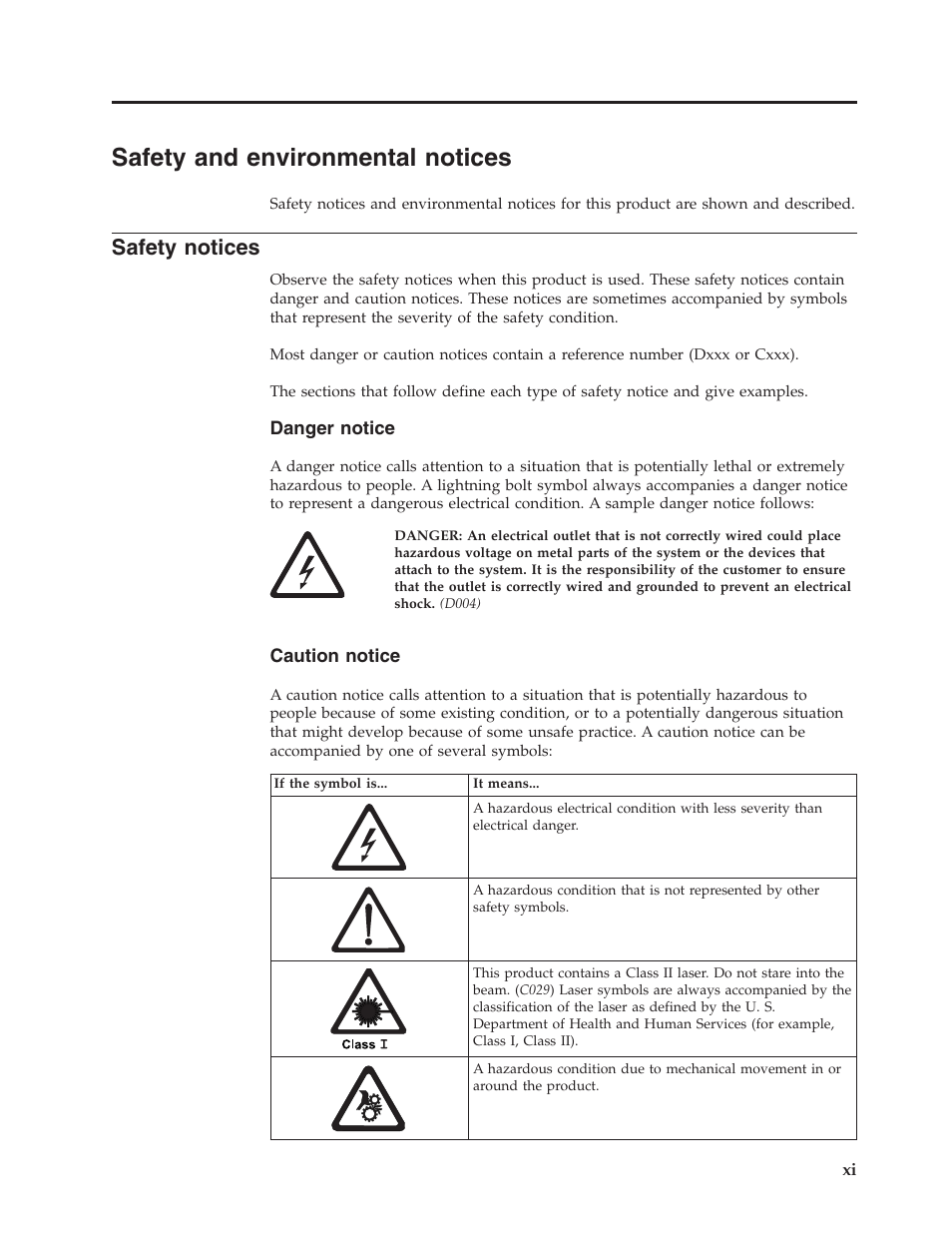 Safety and environmental notices, Safety notices, Safety and environmental notices . . . xi | Dell PowerVault TL1000 User Manual | Page 13 / 194