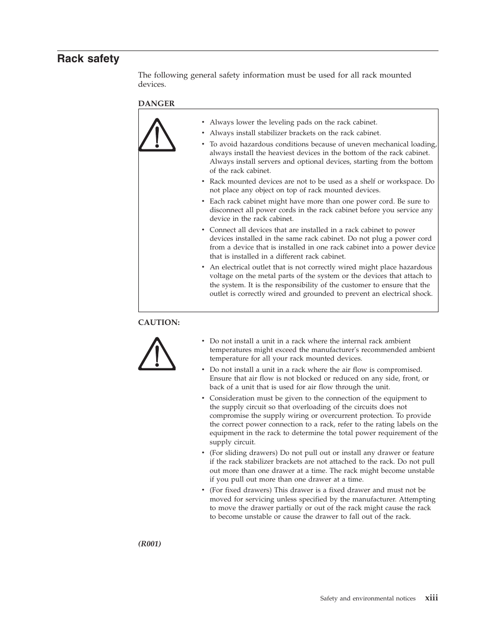 Rack safety, Xiii | Dell PowerVault TL1000 User Manual | Page 15 / 194