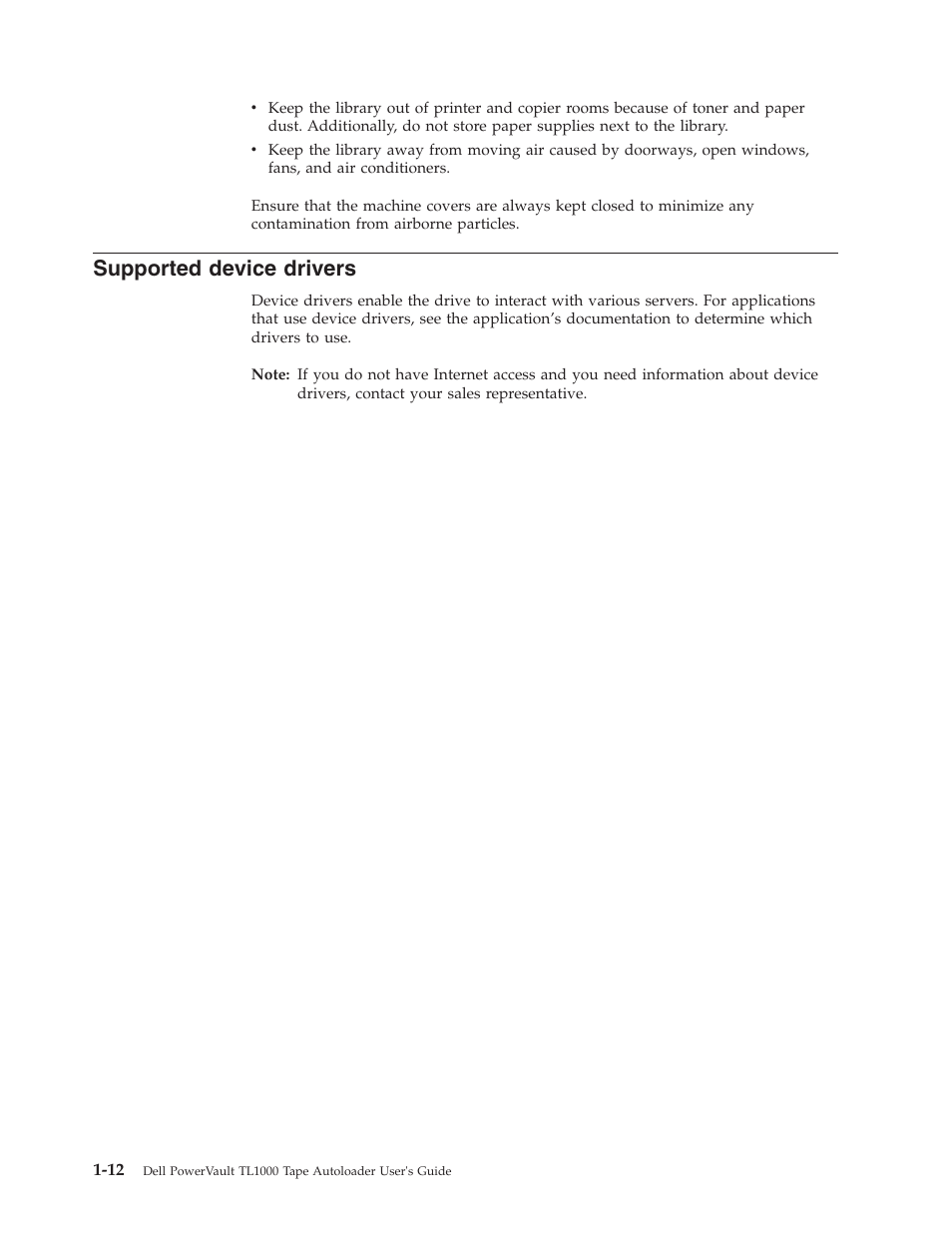 Supported device drivers | Dell PowerVault TL1000 User Manual | Page 30 / 194