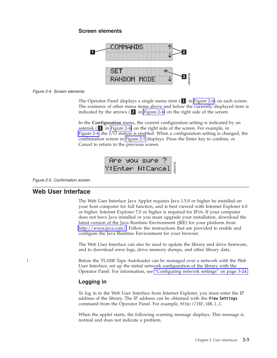 Web user interface, Screen elements, Confirmation screen | Dell PowerVault TL1000 User Manual | Page 35 / 194