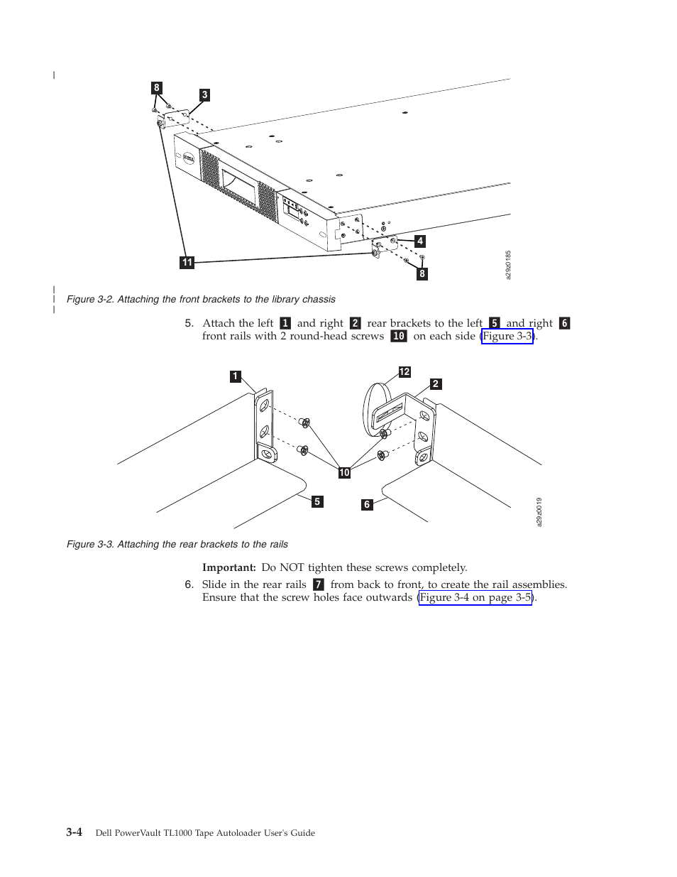 Attaching the rear brackets to the rails | Dell PowerVault TL1000 User Manual | Page 42 / 194