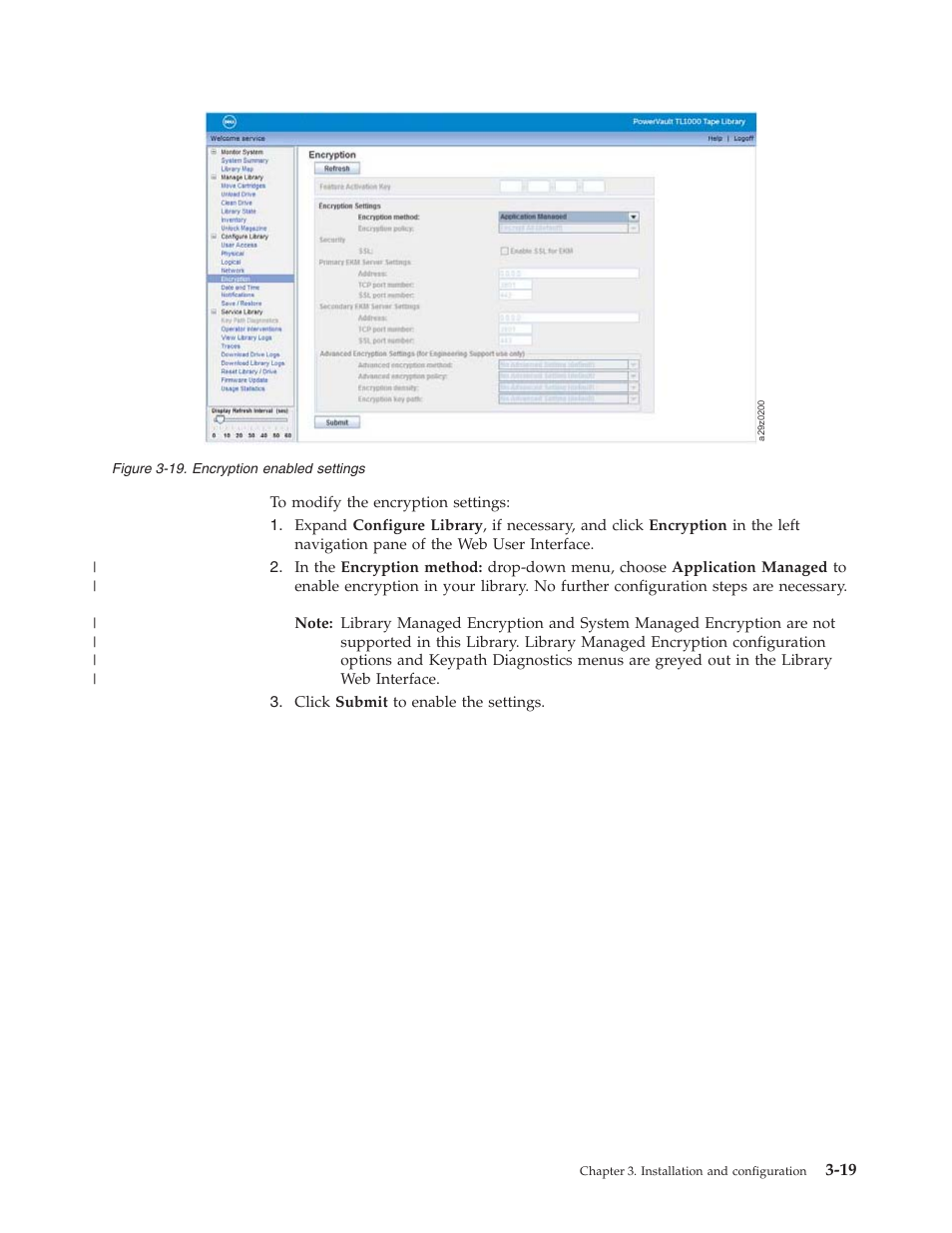 Encryption enabled settings | Dell PowerVault TL1000 User Manual | Page 57 / 194