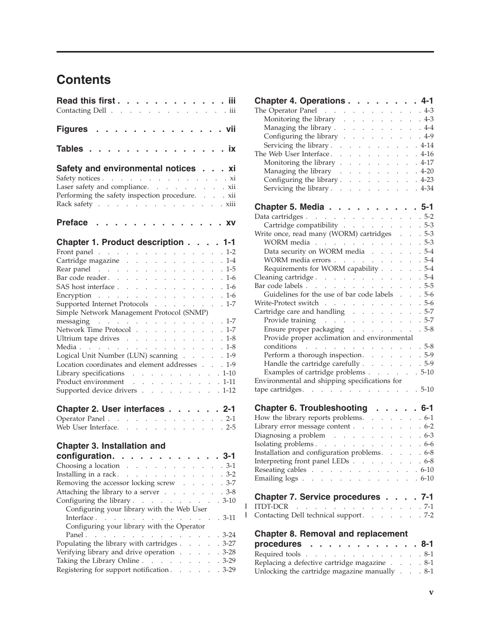 Dell PowerVault TL1000 User Manual | Page 7 / 194