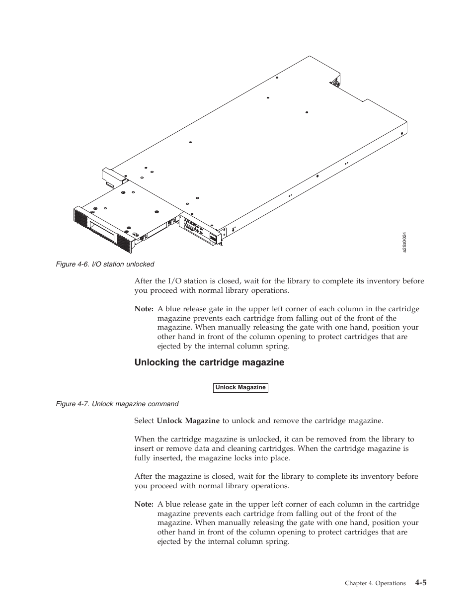 Unlocking the cartridge magazine, I/o station unlocked, Unlock magazine command | Dell PowerVault TL1000 User Manual | Page 73 / 194