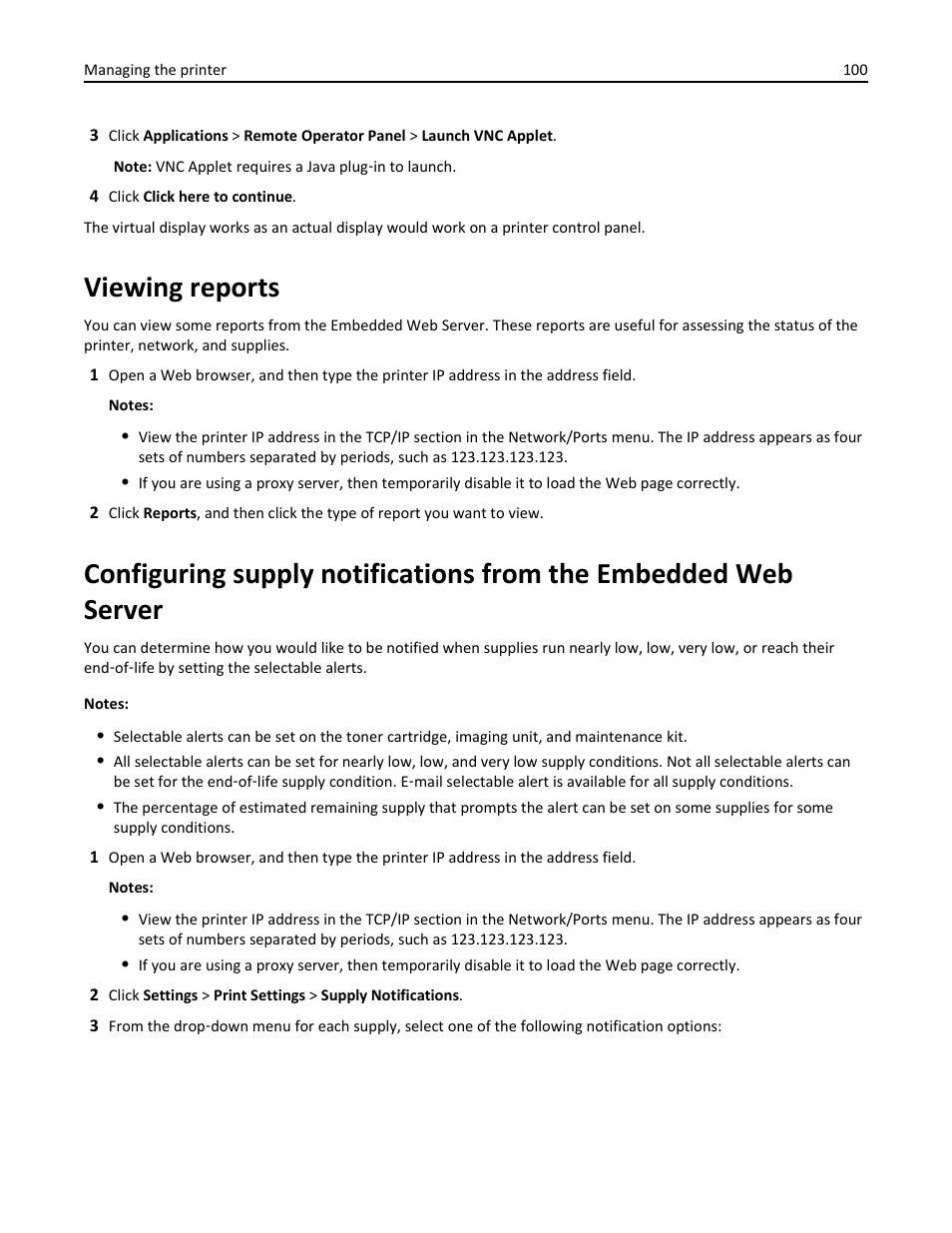 Viewing reports | Dell B3460dn Mono Laser Printer User Manual | Page 100 / 165