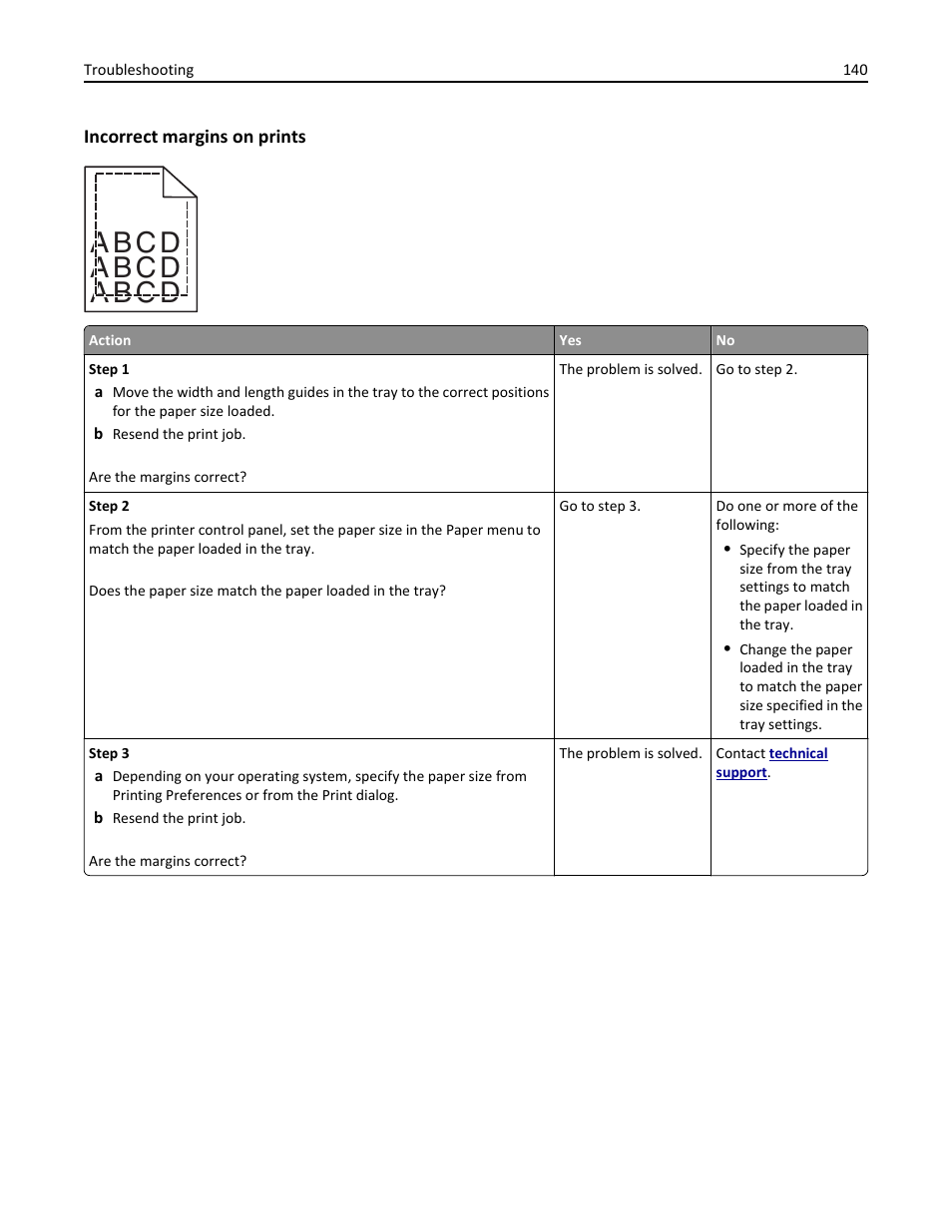 Incorrect margins on prints, A b c d | Dell B3460dn Mono Laser Printer User Manual | Page 140 / 165