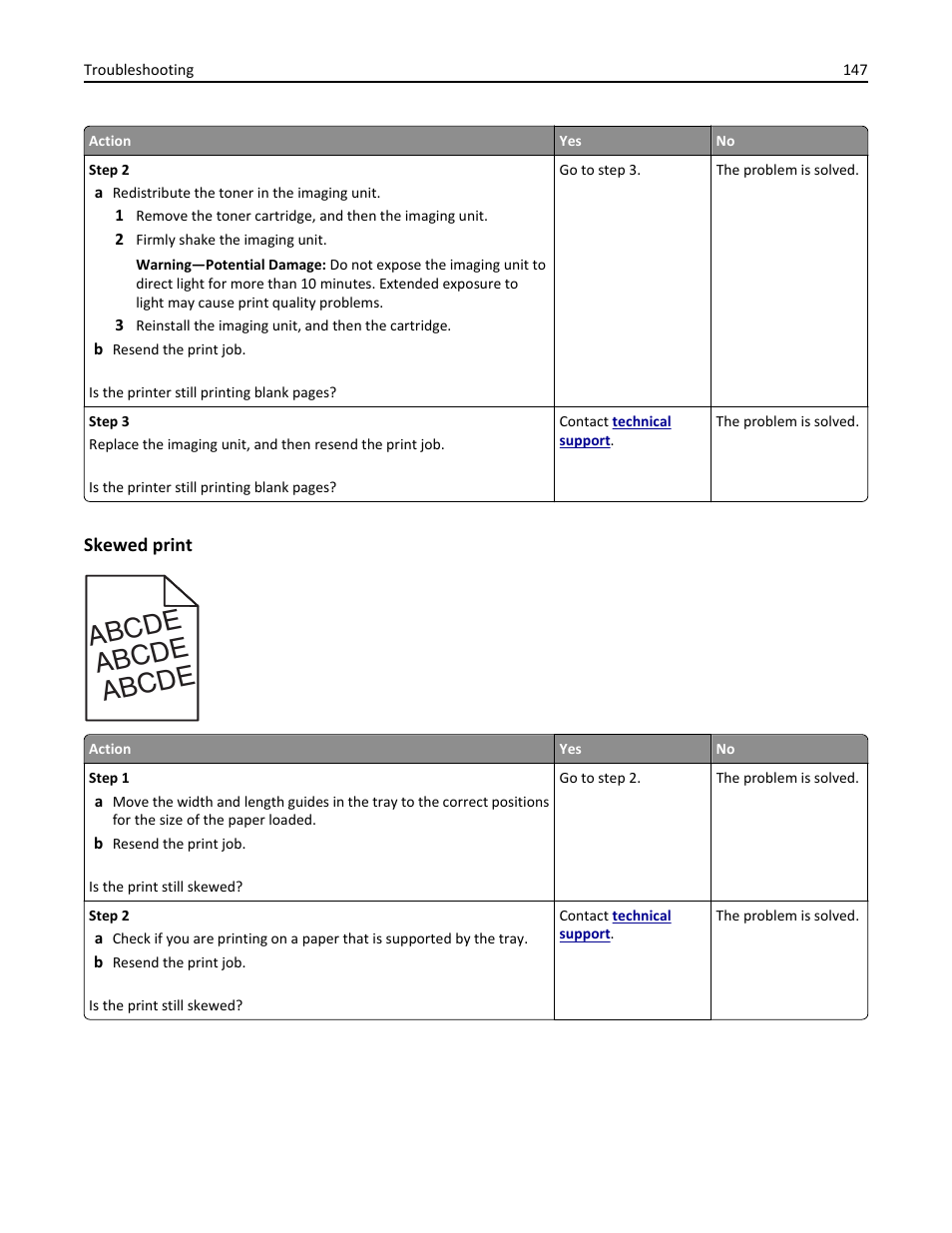 Skewed print, Abcde | Dell B3460dn Mono Laser Printer User Manual | Page 147 / 165