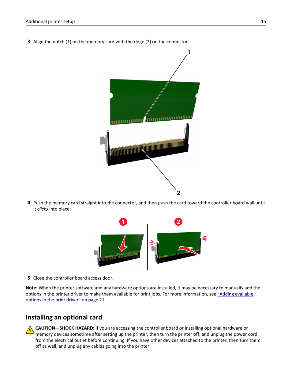 Installing an optional card | Dell B3460dn Mono Laser Printer User Manual | Page 15 / 165