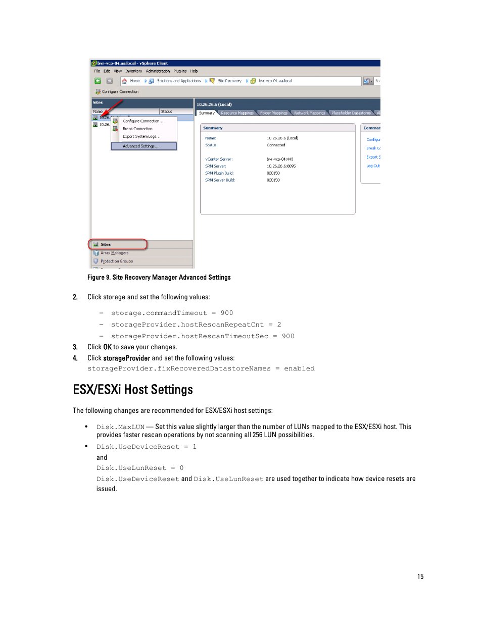 Esx/esxi host settings | Dell PowerVault MD3860f User Manual | Page 15 / 22