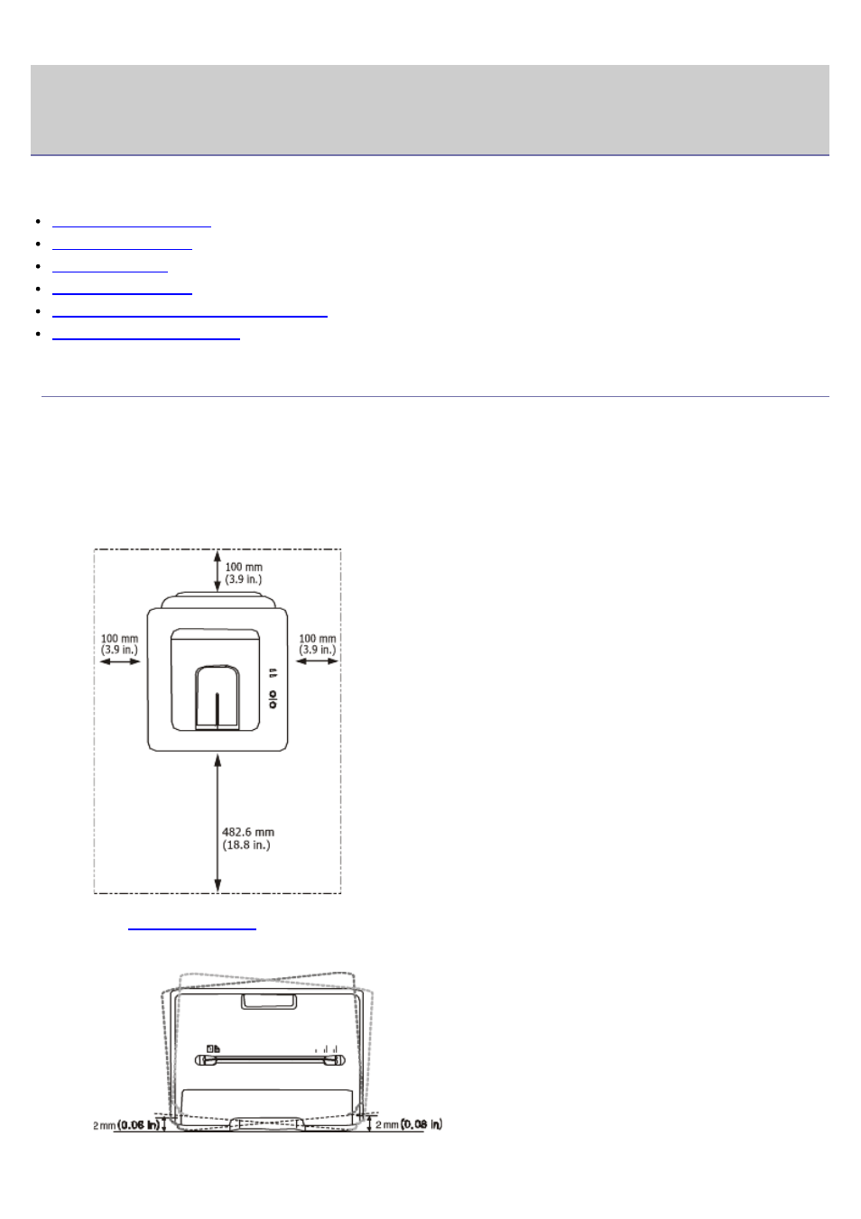 Getting started, Setting up the hardware, Location | Dell 1130n Laser Mono Printer User Manual | Page 17 / 101