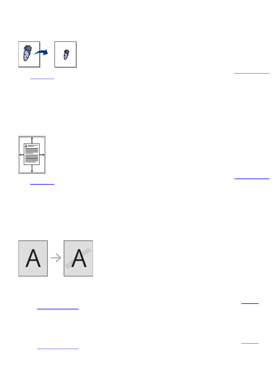 Using watermarks, Change percentage of your document, Fitting your document to a selected paper size | Using an existing watermark, Creating a watermark | Dell 1130n Laser Mono Printer User Manual | Page 50 / 101