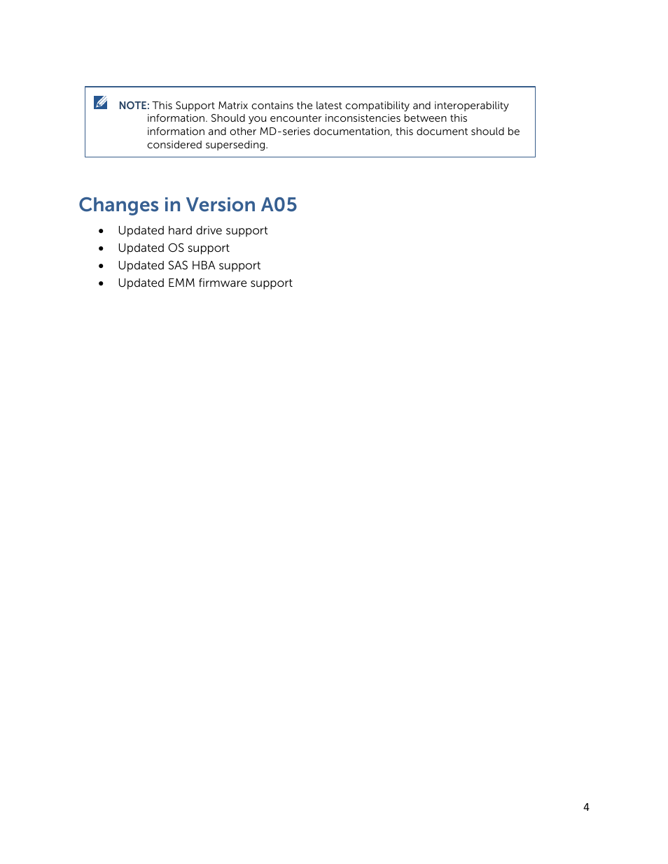 Changes in version a05 | Dell PowerVault MD3820f User Manual | Page 4 / 24