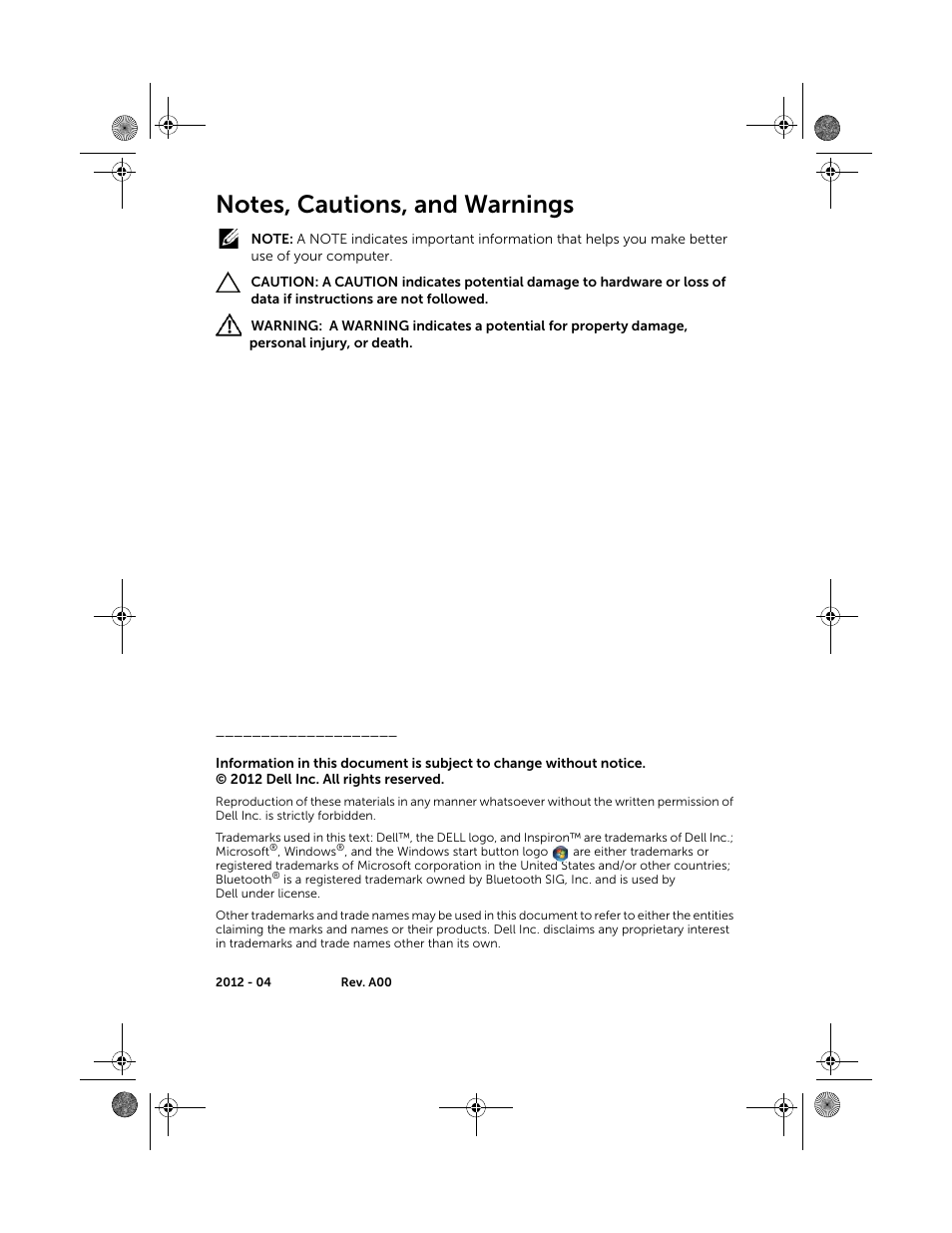 Dell Inspiron 14R SE (7420, Mid 2012) User Manual | Page 2 / 110