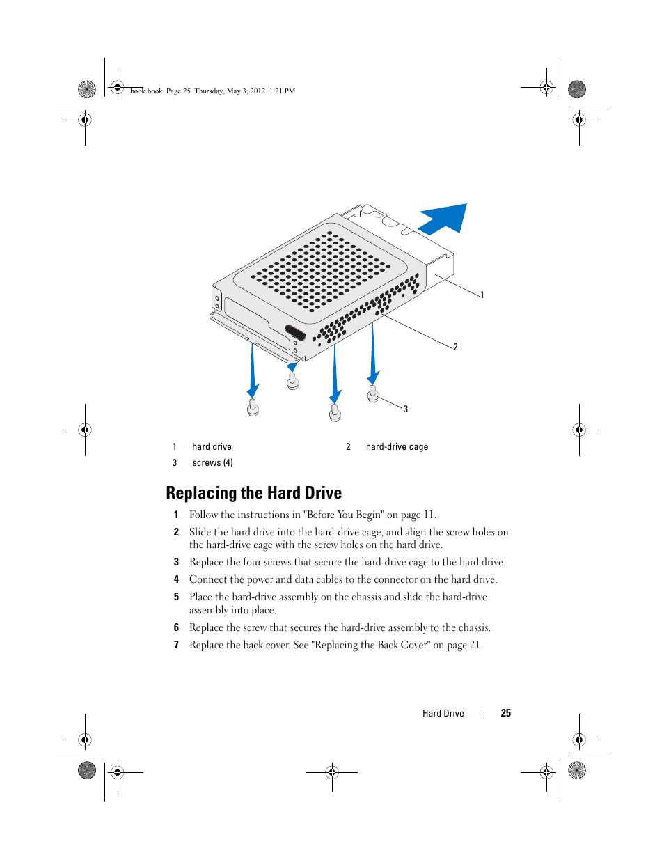 Replacing the hard drive | Dell Inspiron One 2320 (Mid 2011) User Manual | Page 25 / 138