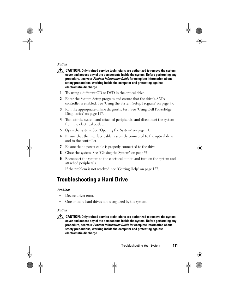 Troubleshooting a hard drive | Dell PowerEdge R200 User Manual | Page 111 / 182