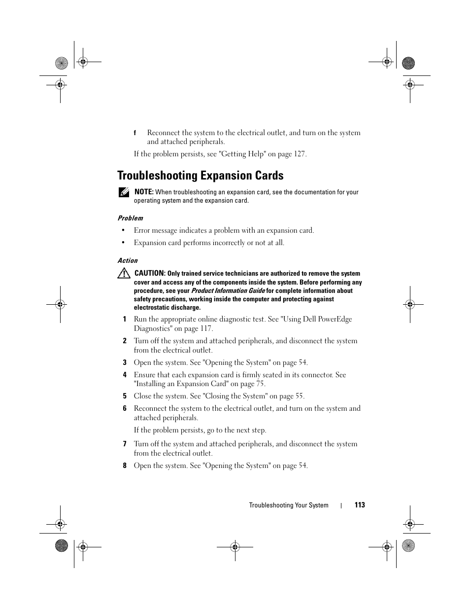 Troubleshooting expansion cards | Dell PowerEdge R200 User Manual | Page 113 / 182