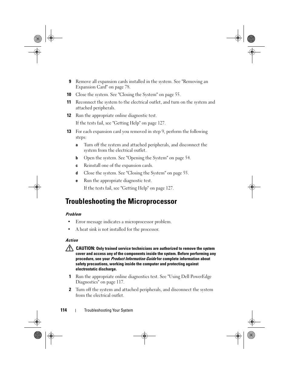 Troubleshooting the microprocessor | Dell PowerEdge R200 User Manual | Page 114 / 182