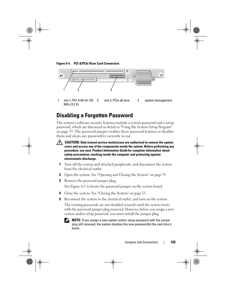 Disabling a forgotten password | Dell PowerEdge R200 User Manual | Page 125 / 182