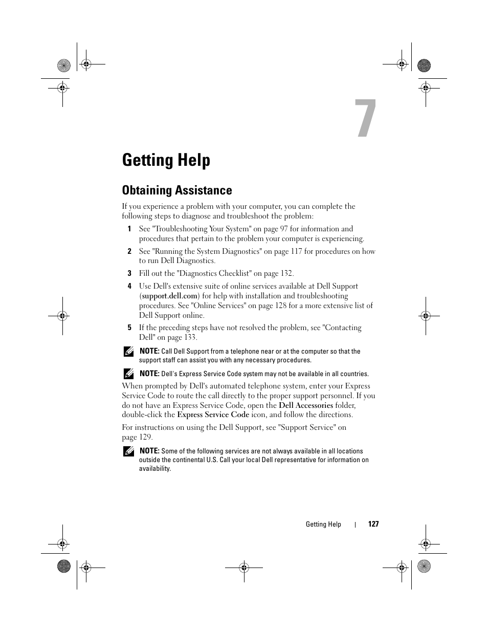 Getting help, Obtaining assistance | Dell PowerEdge R200 User Manual | Page 127 / 182